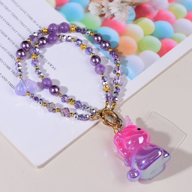 [105]Lovely delicate shine amethyst cell phone chain pendant