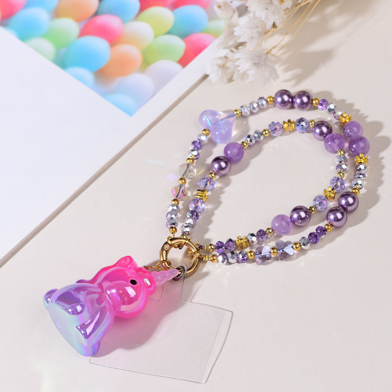 [105]Lovely delicate shine amethyst cell phone chain pendant