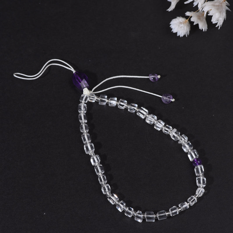 [106]White crystal phone chain clear and glaring natual stone