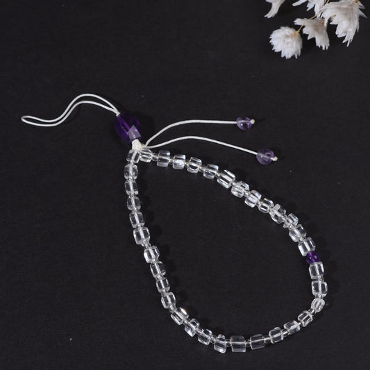 [106]White crystal phone chain clear and glaring natual stone