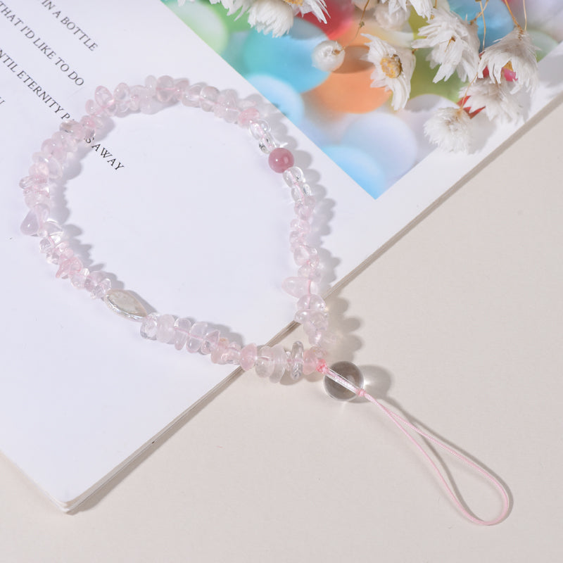 [102]Beautiful Pink quarts phone chain for women & girls