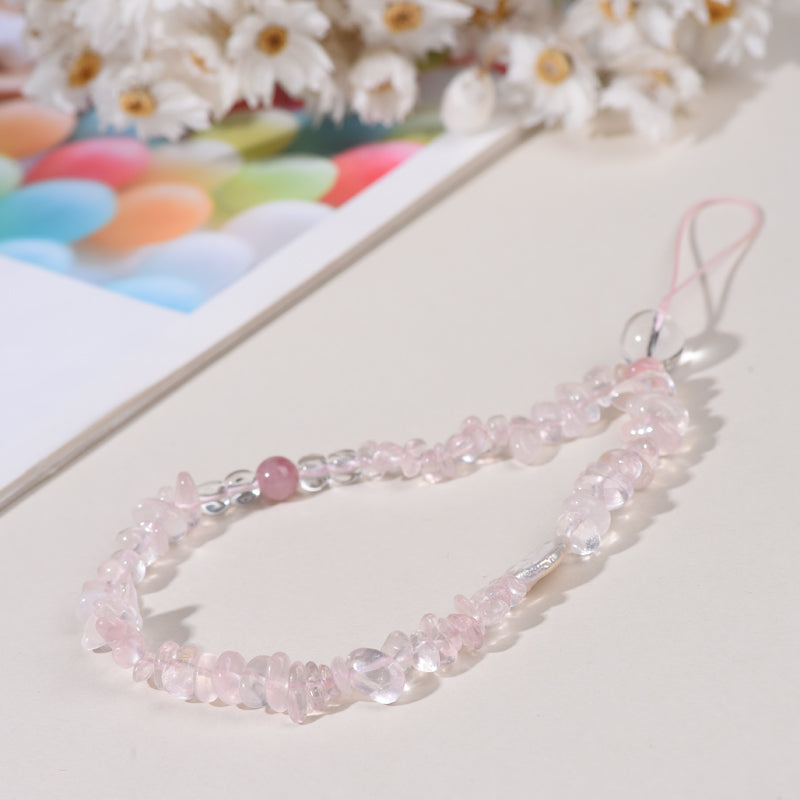 [102]Beautiful Pink quarts phone chain for women & girls