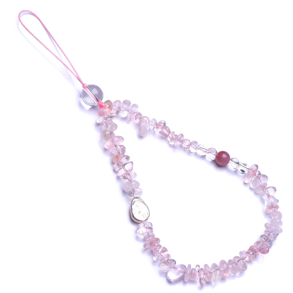 [102]Beautiful Pink quarts phone chain for women & girls